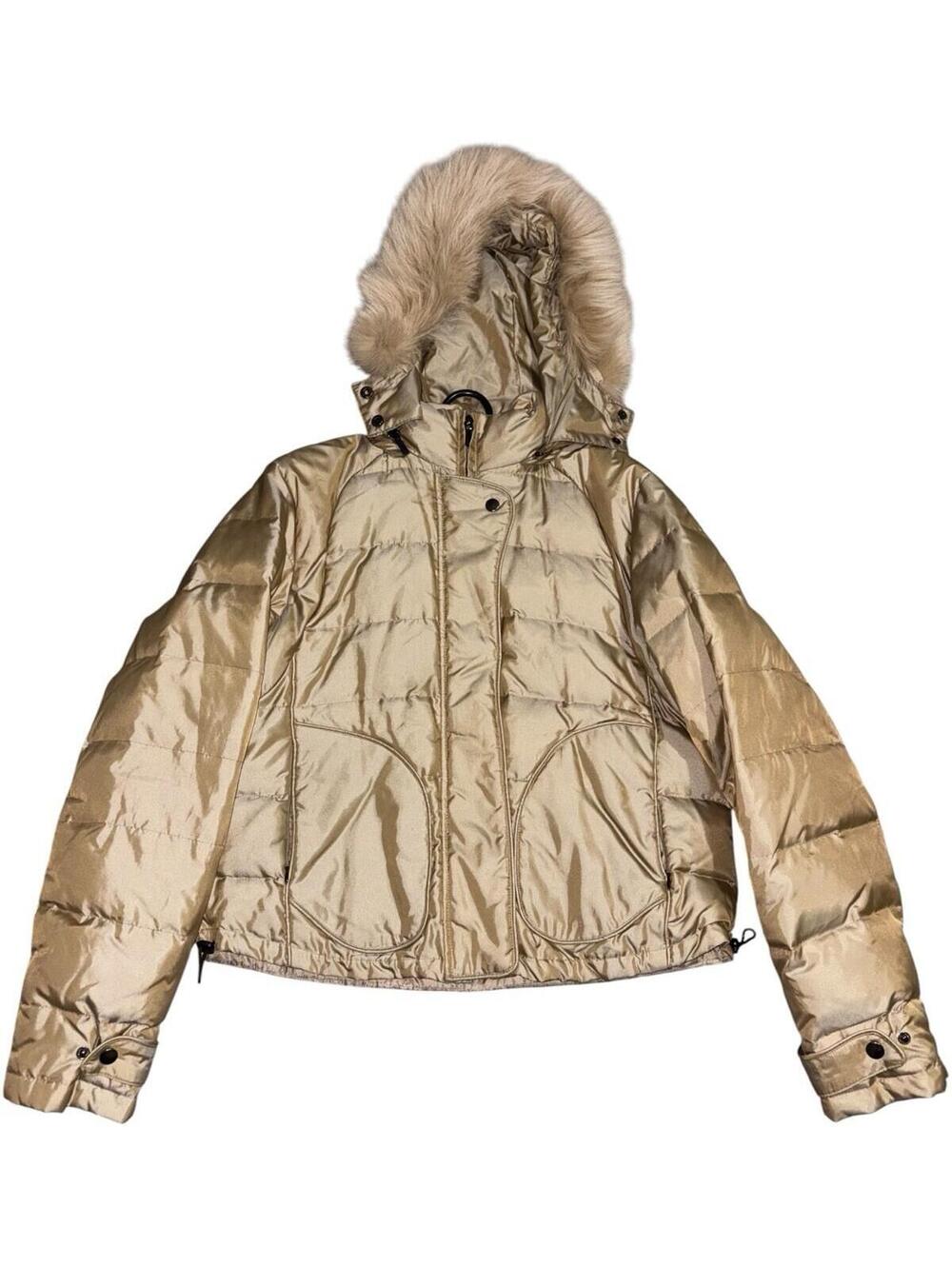 L Vintage Mixit Penny Lane Real Fox Fur Hood Down Puffer Jacket Y2k 90s Hip Hop